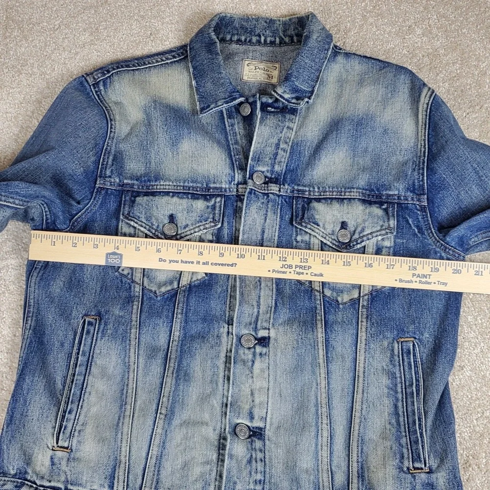 Polo Ralph Lauren Men's Blue Jean Jacket Size M Distressed Trucker Vintage 1990s